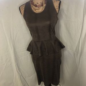 Gianni Bini Women’s Brown Sleeveless Peplum Waist Mini Dress Size Small